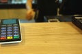 A credit card reader on the tables for service a customers Royalty Free Stock Photo