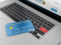 Credit Card and Red Buy Button on Computer Keyboard Royalty Free Stock Photo