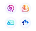 Credit card, Reject access and Cogwheel icons set. Send box sign. Mail, Delete device, Engineering tool. Vector