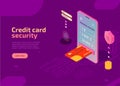 Credit card security isometric landing page Royalty Free Stock Photo