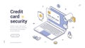 Credit Card Security And Online Payment Isometric Banner Vector Illustration Royalty Free Stock Photo