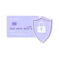 Credit card and shield with lock suitable for web landing page, banner, app, flyer or business Royalty Free Stock Photo