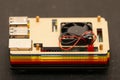 Credit-card-sized single-board microcomputer with connected to gpio slot fan connector