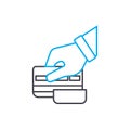 Credit card slipping vector thin line stroke icon. Credit card slipping outline illustration, linear sign, symbol