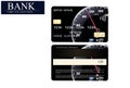 The credit card with a speedometer logo. Credit card of a premium class. The credit card for car owners