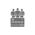 Credit card with team, business team, user group grey fill icon. Shopping, online banking, finance symbol design.