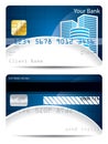 Credit card template in blue white with skyskrapers Royalty Free Stock Photo