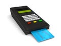 Credit card terminal over white
