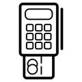 Credit card terminal vector icon. Black and white terminal illustration. Outline linear banking icon.