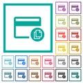 Credit card transaction templates flat color icons with quadrant frames Royalty Free Stock Photo