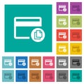 Credit card transaction templates square flat multi colored icons