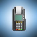 Credit Card trminal Machine 3D rendering on blue Royalty Free Stock Photo