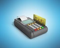 Credit Card trminal Machine 3D rendering on blue Royalty Free Stock Photo