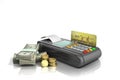 Credit Card trminal Machine 3D rendering on white no shadow Royalty Free Stock Photo