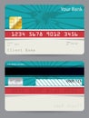 Credit card in turquoise and red with bursting world map Royalty Free Stock Photo