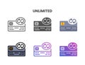 Credit Card Unlimited icon set different style