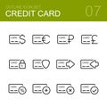 Credit card vector outline icon set