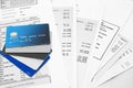 Credit Cards on Bank Statements Royalty Free Stock Photo