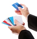 Credit cards in the hands Royalty Free Stock Photo