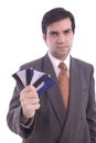 Credit cards holded by a businessman Royalty Free Stock Photo