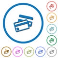 Credit cards icons with shadows and outlines Royalty Free Stock Photo
