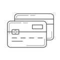 Credit cards vector line icon.