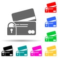 credit cards and lock multi color style icon. Simple glyph, flat vector of cyber security icons for ui and ux, website or mobile Royalty Free Stock Photo