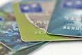 Credit cards set macro Royalty Free Stock Photo