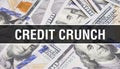 Credit crunch text Concept Closeup. American Dollars Cash Money,3D rendering. Credit crunch at Dollar Banknote. Financial USA Royalty Free Stock Photo