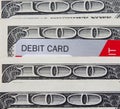 Credit/debit bank Cards atop usd paper Money