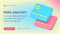 Credit debit card digital payment transaction banking application social media banner 3d icon vector Royalty Free Stock Photo