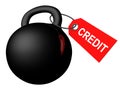 Credit debt concept heavy weight on white