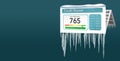 A credit freeze, or freeze on your credit report is represented with icicles and snow on a mock credit report isolated on the