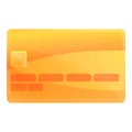 Credit gold bank card icon, cartoon style Royalty Free Stock Photo