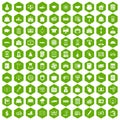 100 credit icons hexagon green