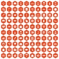 100 credit icons hexagon orange