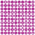 100 credit icons hexagon violet