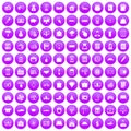 100 credit icons set purple