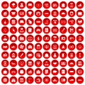 100 credit icons set red