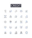 Credit line icons collection. Debt, Finance, Loan, Cash, Trust, Payment, Mortgage vector and linear illustration. Funds Royalty Free Stock Photo