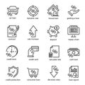 Credit and loan icon set, investment and budget art