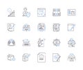 Credit management outline icons collection. Credit, Management, Accounts, Loans, Debts, Financials, Reconcile vector and