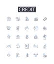 Credit line icons collection. Debt, Finance, Loan, Cash, Trust, Payment, Mortgage vector and linear illustration. Funds Royalty Free Stock Photo