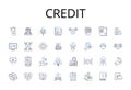 Credit line icons collection. Debt, Finance, Loan, Cash, Trust, Payment, Mortgage vector and linear illustration. Funds Royalty Free Stock Photo