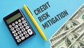 Credit risk mitigation is shown using the text and photo of dollars