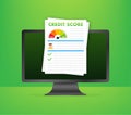 Credit score document. Paper sheet chart of personal credit score information. Vector stock illustration Royalty Free Stock Photo