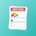 Credit score document. Paper sheet chart of personal credit score information. Vector stock illustration Royalty Free Stock Photo