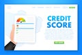 Credit score document. Paper sheet chart of personal credit score information. Vector stock illustration. Royalty Free Stock Photo