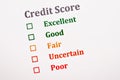 Credit score form.. Royalty Free Stock Photo