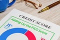 The credit score form on the office desk with glasses and pen Royalty Free Stock Photo